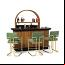 Matte Walnut / Black Cocktail Bar with Back Bar and Green Bar Stool