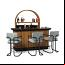 Matte Walnut / Black Cocktail Bar with Back Bar and Gray Bar Stool